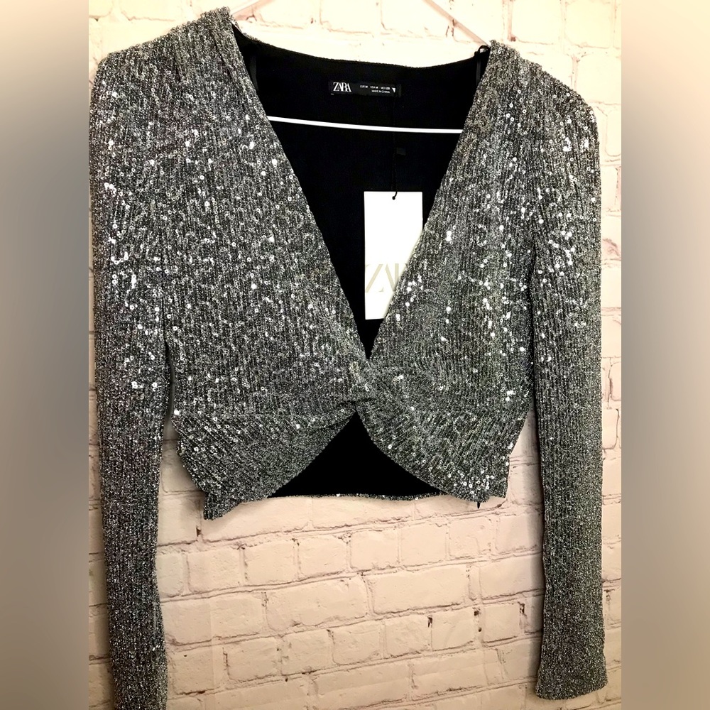 Zara Sequin Crop Top